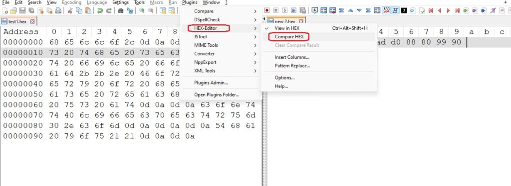 notepad++ hex editor compare_2