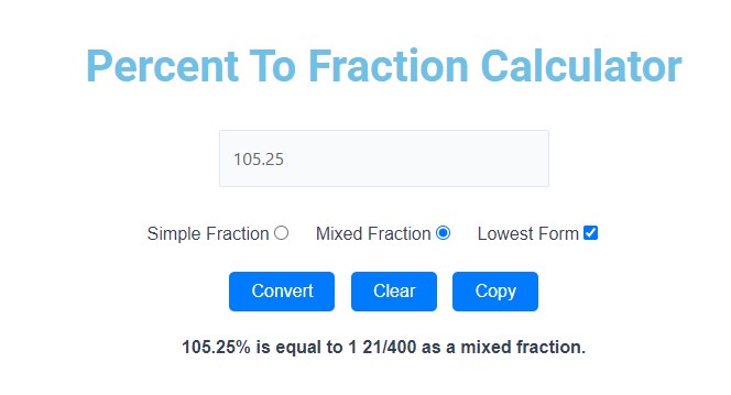 percent to fraction calculator_mixed fraction