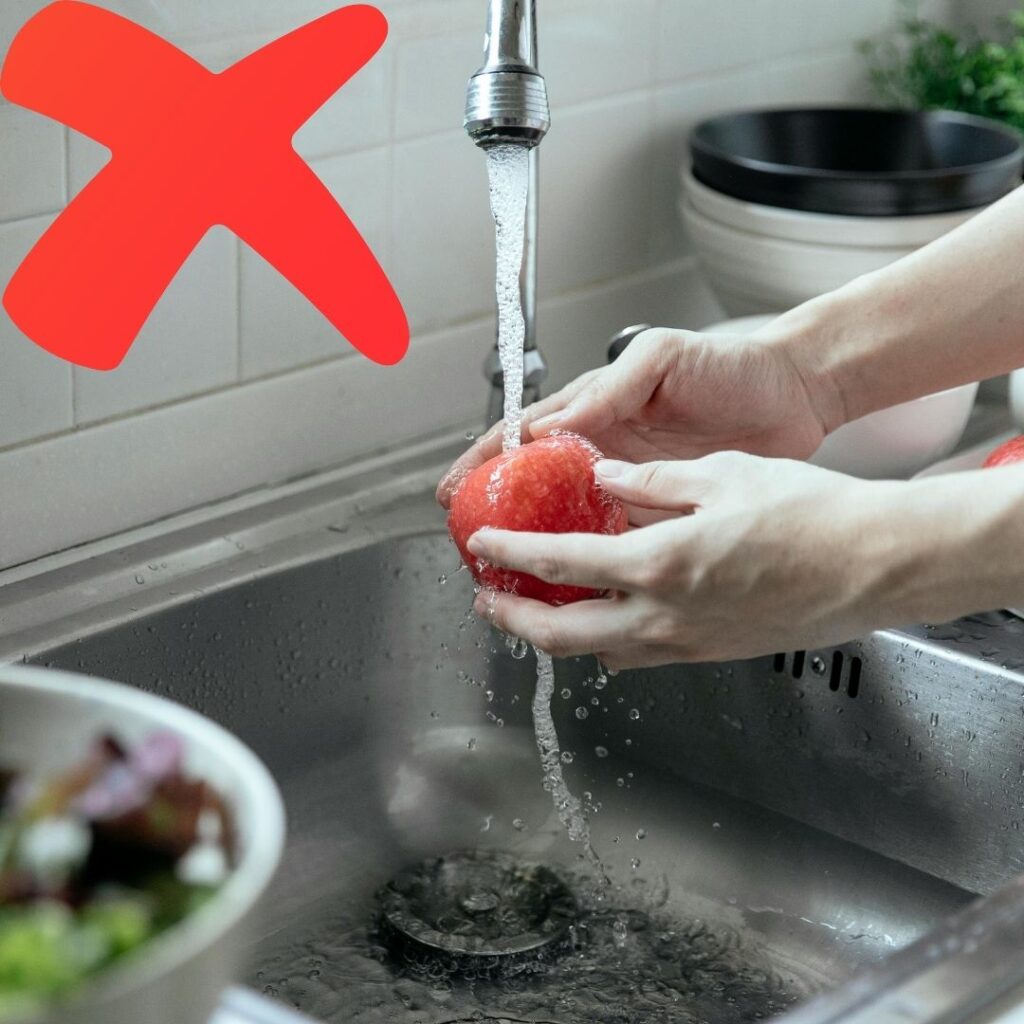 vegetable wash using the tap