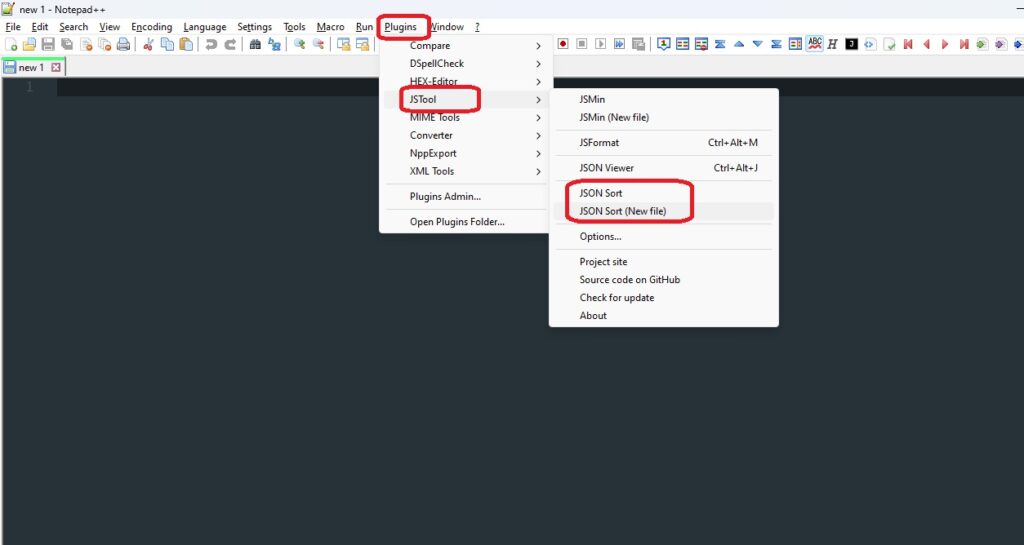 Notepad++ JsTool plugin JSON Sort