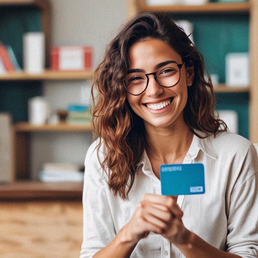 Person Smiling After Credit Card Payoff